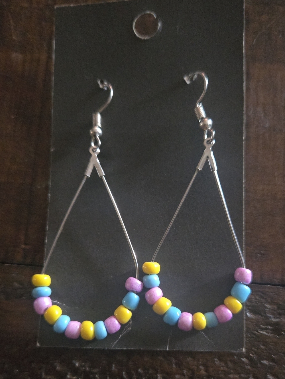 Colorful Bead Drop Hoop Earrings